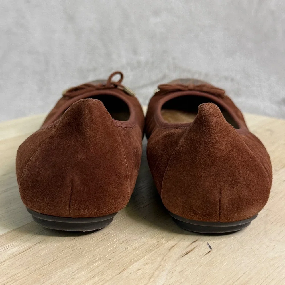 Vionic Minna Brown Suede Snake Toe Ballet Flats Orthotic Shoes Womens 7 359MINNA